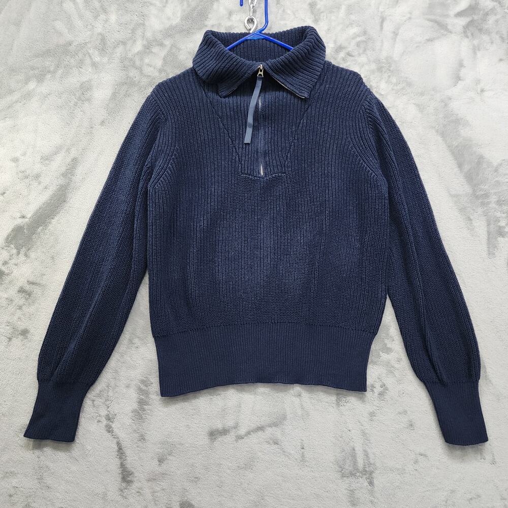 Vintage Holland America Line Sweater Women's Size L Blue Half‎ Zip Cotton Knit
